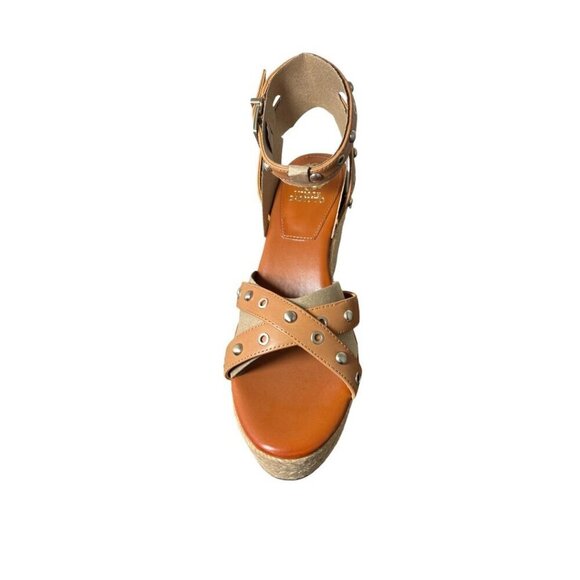 Vince Camuto Womens Brown Leather Open Toe Espadrille Wedge Sandals Sz 9 M New - Picture 4 of 11